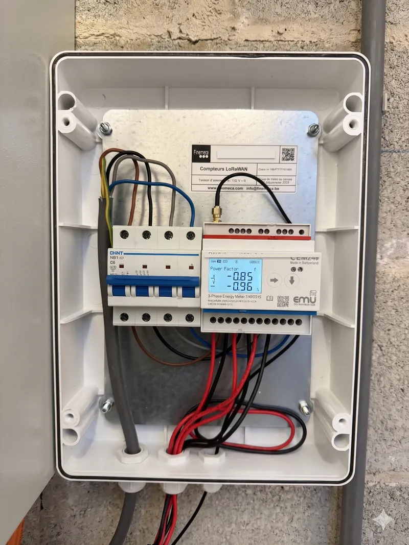 Centrale de mesure triphasée installée dans un TGBT industriel