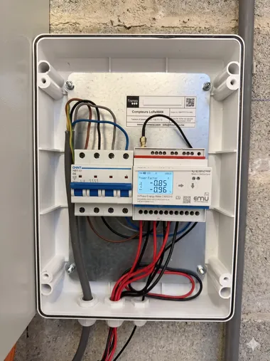 Composition du Kit Centrale de Mesure Finemeca avec transformateurs d'intensité clipsables et coffret CE
