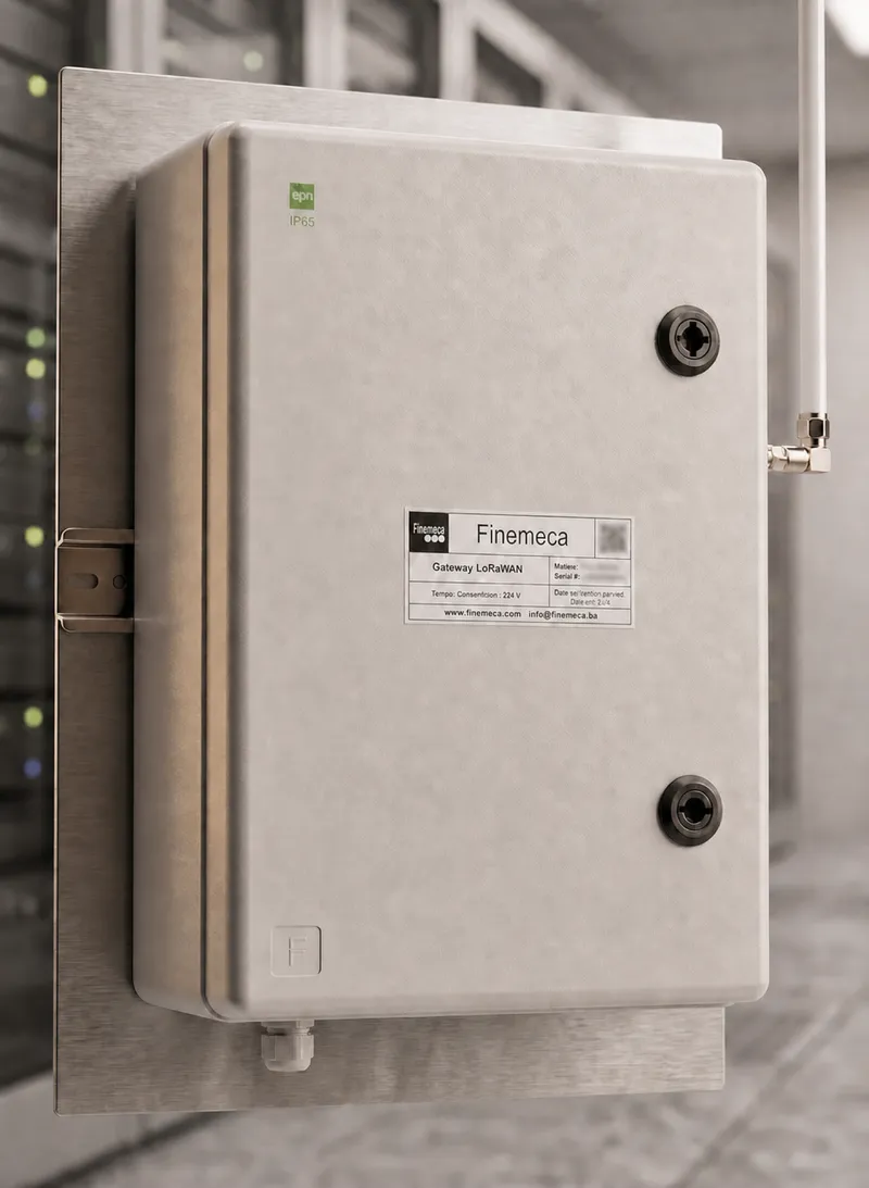Gateway LoRaWAN industrielle Finemeca dans son coffret IP65