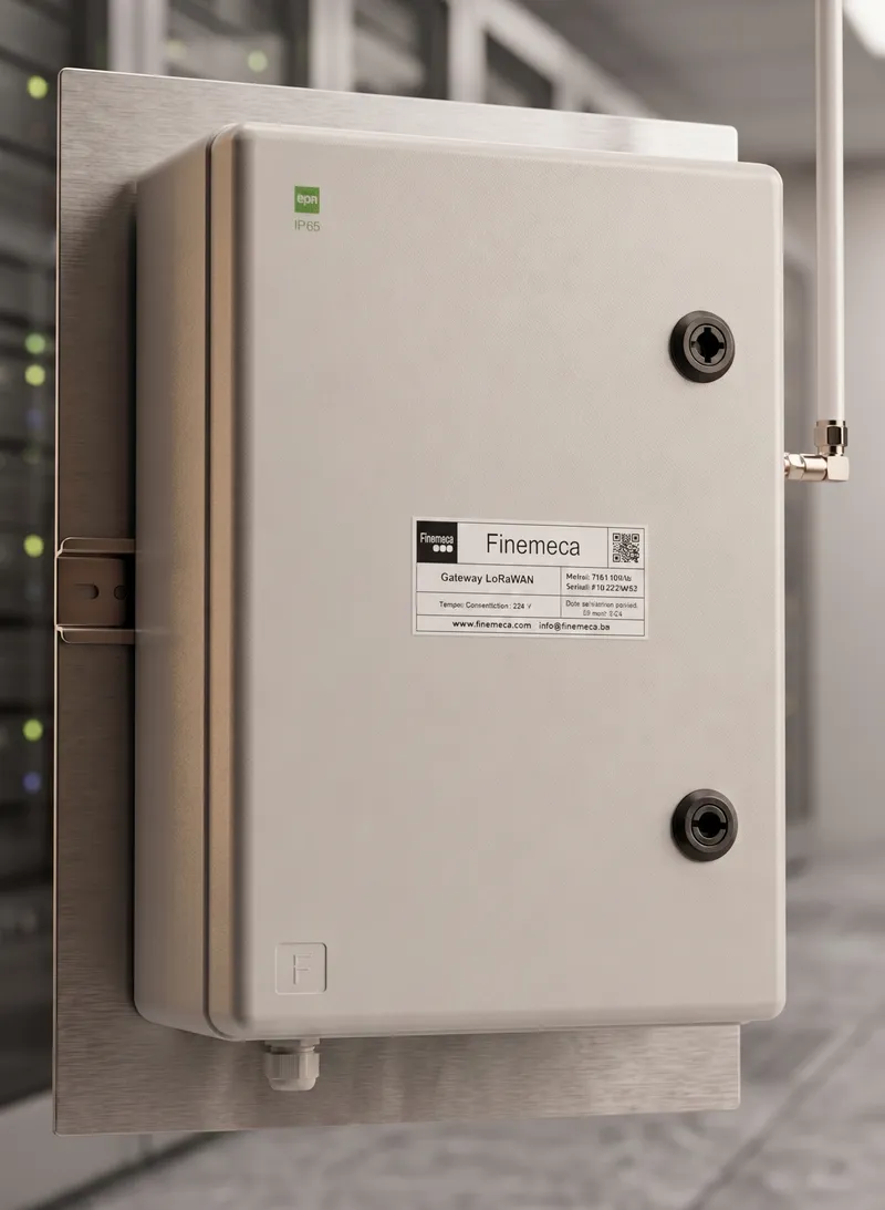 Gateway LoRaWAN industrielle Finemeca dans son coffret IP65